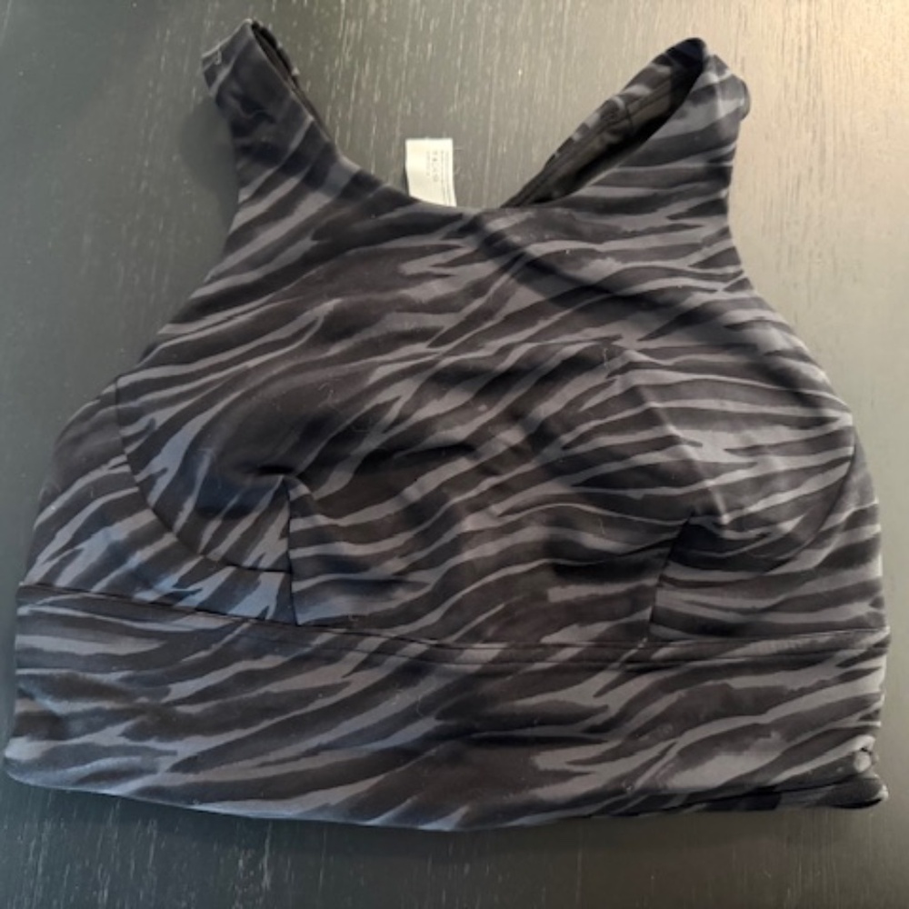 Lululemon Wunder Train Long-Line NWOT, Black Tiger Stripe, Bra 8